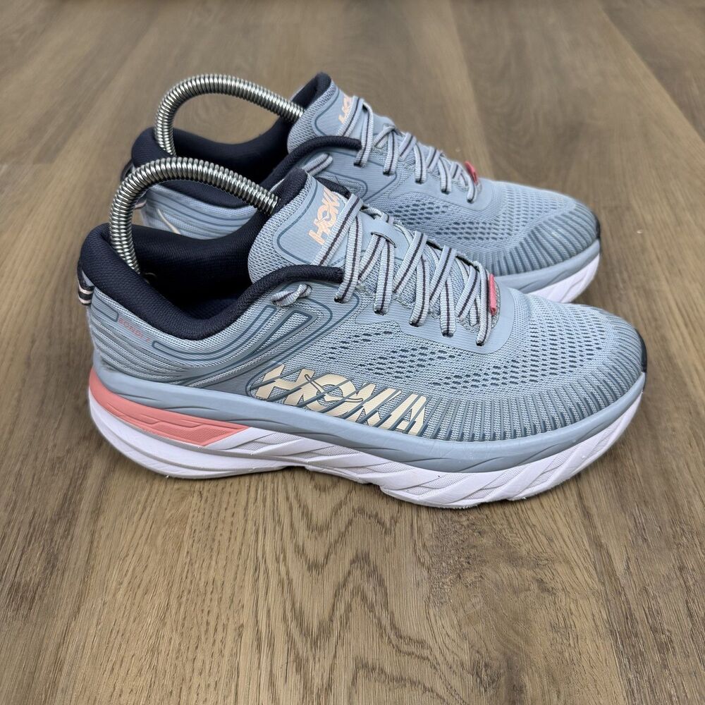 Hoka One One Bondi 7 Shoes Womens Size 7.5 Blue Running Cushioned 1110519 BFOB